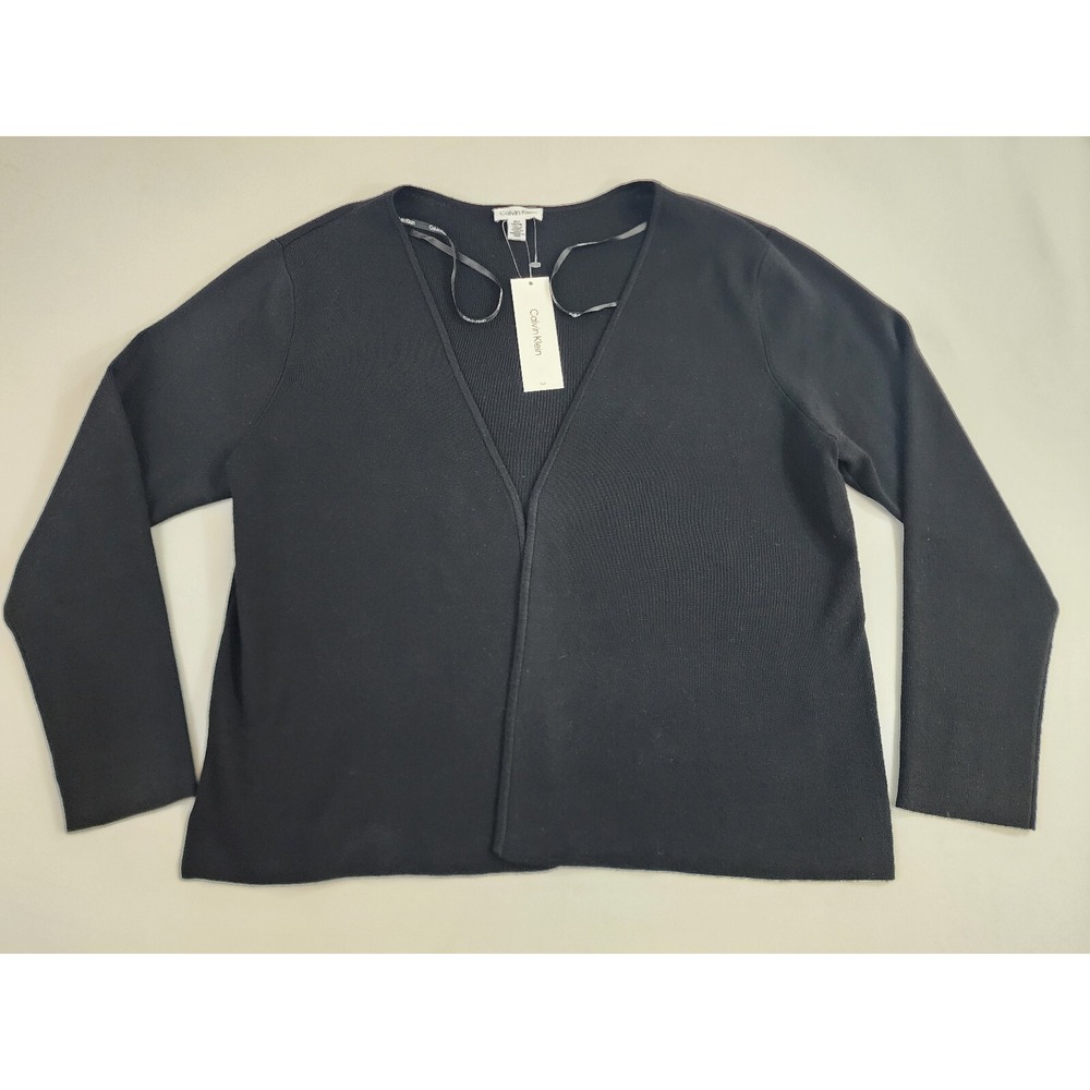 Calvin Klein Women Black Cardigan Sweater S37JK982 Rayon Nylon XL NEW